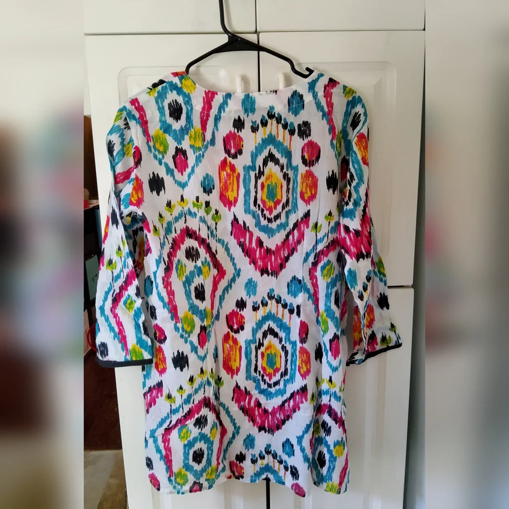 Colorful Kiki Sol  Ikat Print Women's Tunic - Picture 6 of 6